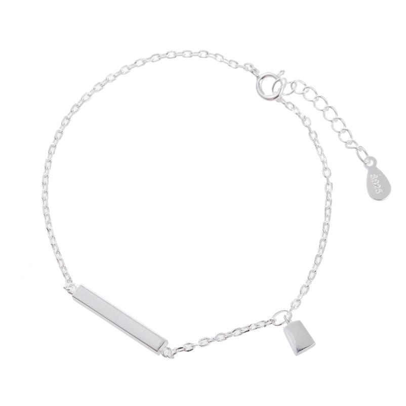 925 Sterling Silver Bracelets for Women Simple Bar Charm Bracelets Birthd Gift Geometry Bracelets Fine Jewelry