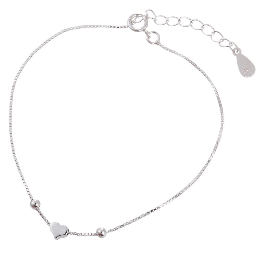925 Sterling Silver Bracelets for Women Simple Heart Cuff Bracelets Friends Bracelet Wedding Gift
