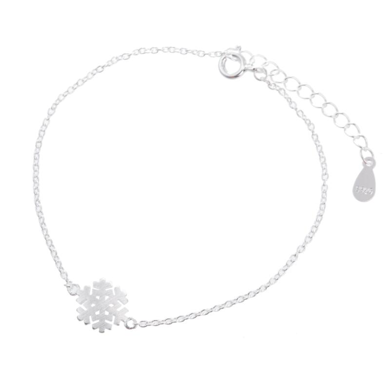 925 Sterling Silver Bracelets for Women Simple Snowflake Charm Bracelet Christmas Gift Nature Winter Jewelry