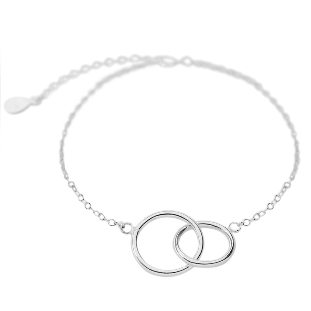 925 Sterling Silver Fine Jewelry Double Circle Bracelet Female Trendy Geometic Round Bracelets & bangles Party Gift