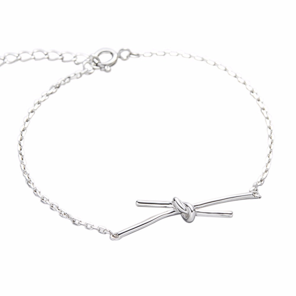 Real Silver 925 Jewelry Knot Charm Bracelet Women Classic Love Knot Bohemian Bracelet for Girls