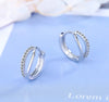 925 Stamp Silver Color Women  Earrings Hoop Round Zircon Stud Earring Girl Elegant Jewelry Charm Gifts New