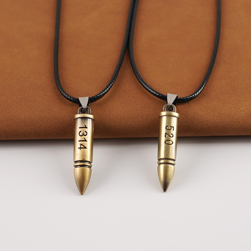 HiP Hop Bullet Pendant Necklaces For Men Design Link Chain 1314 520 Number Print God Bless You Personality Couple's Gift For Men