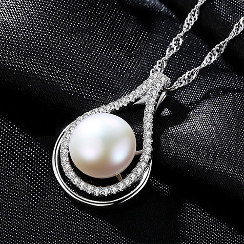 High Jewelry 100% 925 Sterling Silver Necklace Natural Pearl Pendant Necklace for Women Glamour Jewelry