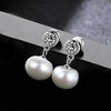 High Jewelry Platinum/Golden 925 Sterling Silver Natural Pearl Stud Earrings AAA Zircon Lady Jewelry Accessories Gifts