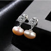 High Jewelry Platinum/Golden 925 Sterling Silver Natural Pearl Stud Earrings AAA Zircon Lady Jewelry Accessories Gifts