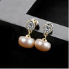 High Jewelry Platinum/Golden 925 Sterling Silver Natural Pearl Stud Earrings AAA Zircon Lady Jewelry Accessories Gifts