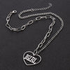 High Polished IGIRL Heart Necklace I GIRL Stainless Steel Heavy Duty Gothic Streetwear Bead Chain Choker Necklace Bijoux Femme