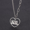 High Polished IGIRL Heart Necklace I GIRL Stainless Steel Heavy Duty Gothic Streetwear Bead Chain Choker Necklace Bijoux Femme