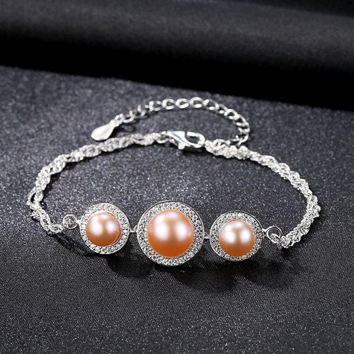 High Quality 100% Natural Pearl Bracelets Pink Purple White Color for Women Fashion Jewelry Gifts