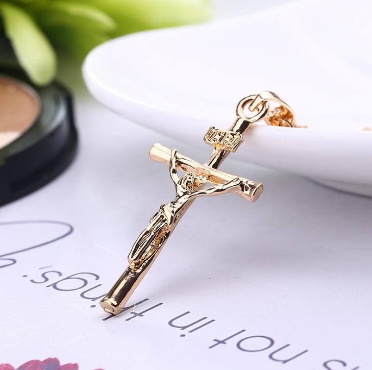 High Quality 2020 Hot new fashion JESUS cross pendant necklaces silver Gold chain Gift for men women necklace Fine jewelry