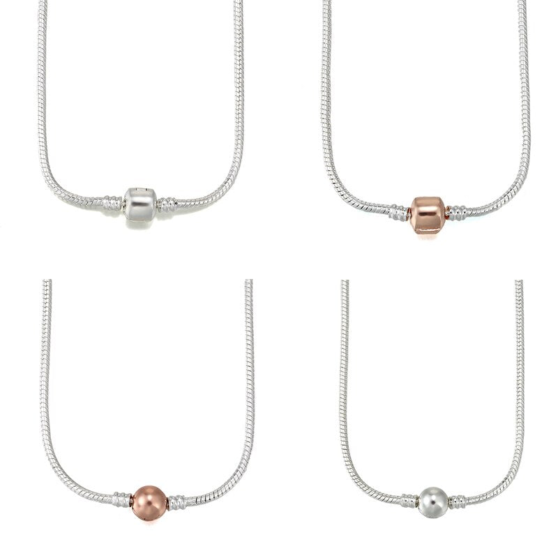 45cm Length Silver Color Charm Necklace Snake Chain Fit Brand Original Pendant Necklaces For Women Jewelry Making