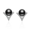 925 Stamp Silver Color Black Pearl Charm Earrings Zircon Studs Earring Women Girl Ladies Jewelry Christmas Gift