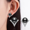 925 Stamp Silver Color Black Pearl Charm Earrings Zircon Studs Earring Women Girl Ladies Jewelry Christmas Gift