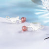 925 Stamp Silver Color Crystal Strawberry Earrings Pretty Cat Studs Earring Women Girl Ladies Jewelry Wedding Gift