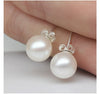 925 Stamp Silver Color Earrings Pearl Retro Studs Earring Women Girl Ladies Jewelry Wedding Gift