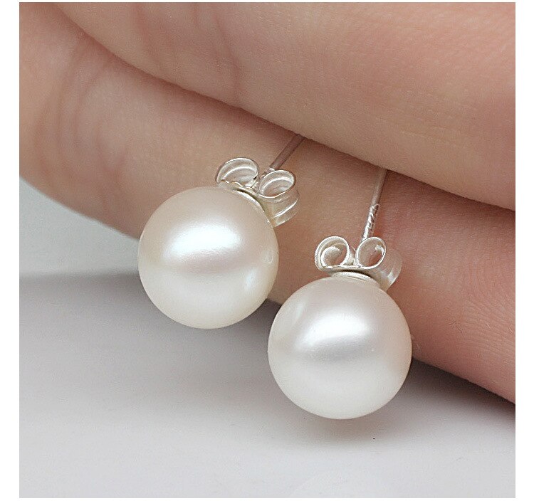 925 Stamp Silver Color Earrings Pearl Retro Studs Earring Women Girl Ladies Jewelry Wedding Gift