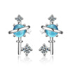 925 Stamp Silver Color Planet Charm Earrings Bule Studs Earring Women Girl Ladies Jewelry Christmas Gift