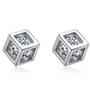 925 Stamp Silver Color Zircon Charm Earrings Delicacy Cube Studs Earring Women Girl Jewelry Wedding Gift Christmas