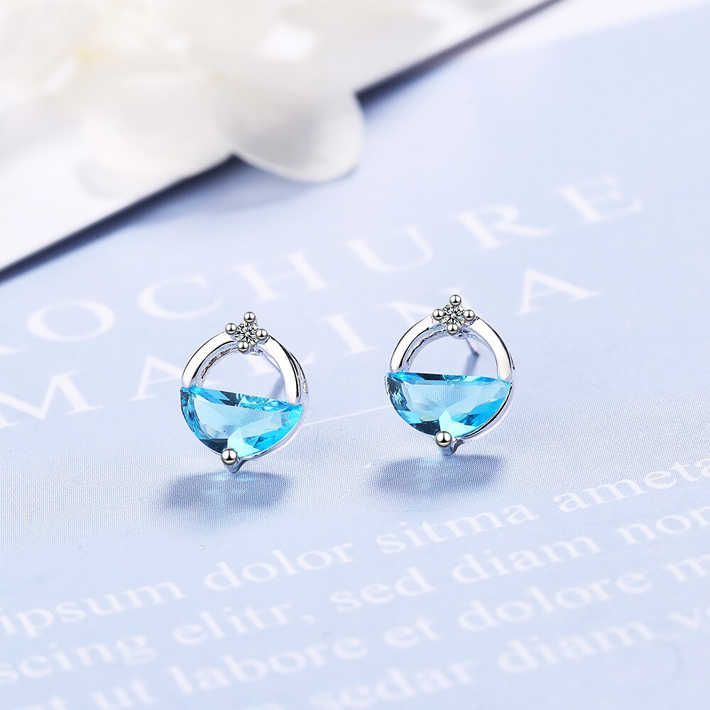 925 Stamp Silver Color Zircon Charm Earrings Style Studs Earring Women Girl Ladies Jewelry Wedding Gift