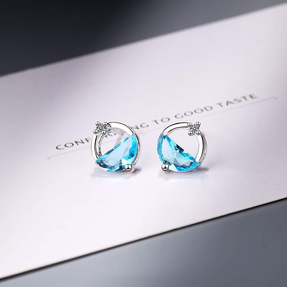 925 Stamp Silver Color Zircon Charm Earrings Style Studs Earring Women Girl Ladies Jewelry Wedding Gift