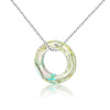 High Quality 925 Sterling Silver Blue/Champagne Austrian Crystal Color Pendant Necklace For Women Circle Shape Valentine Gift