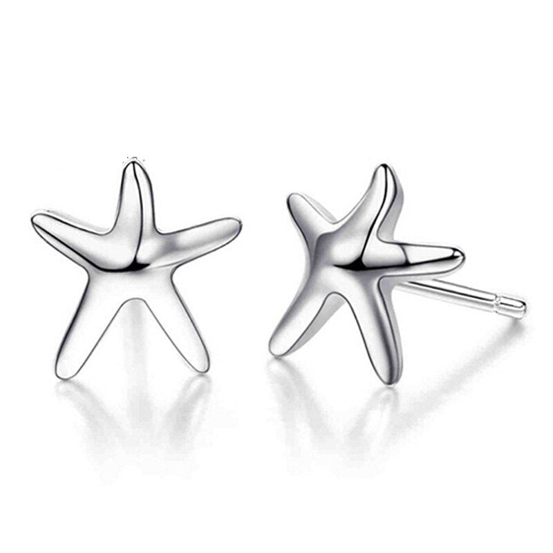 925 Sterling Silver Charm Earrings Mini Starfish Studs Earring Women Girl Ladies Jewelry Wedding Gift