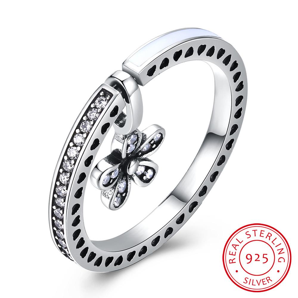 High Quality 925 Sterling Silver Lucky Clover Finger Rings For Women Pink Red Blue Pueple Enamel S925 Wedding Jewelry Lover Gift