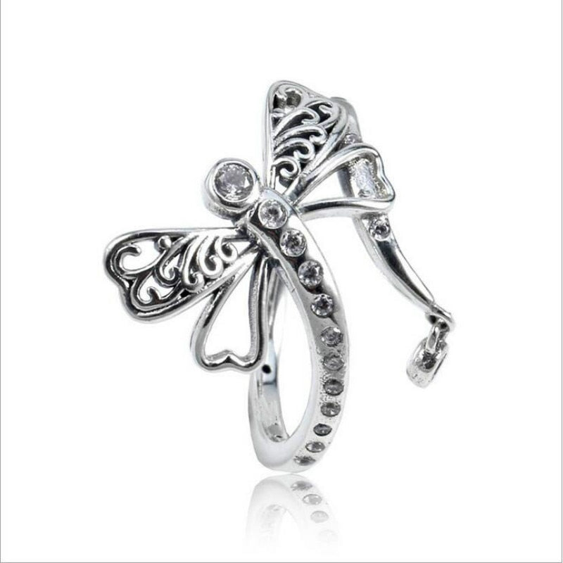 High Quality 925 Sterling Silver New European and American Ring Ring Series New Large dragonfly Ring