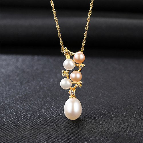 High Quality 925 Sterling Silver Pendant Necklace Natural Mix Color Pearl Pendant for Women Fine Jewelry Wholesale