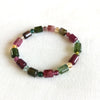 High Quality Brazil Natural Genuine Colorful Purple Green Pink Blue Tourmaline Multi-color Bracelet Tube Round beads 7x9mm 05176