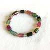 High Quality Brazil Natural Genuine Colorful Purple Green Pink Blue Tourmaline Multi-color Bracelet Tube Round beads 7x10 05177