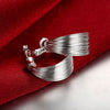 Classic 925 Sterling Silver Retro line stud Earring for Woman Jewelrywedding party Holiday Gifts