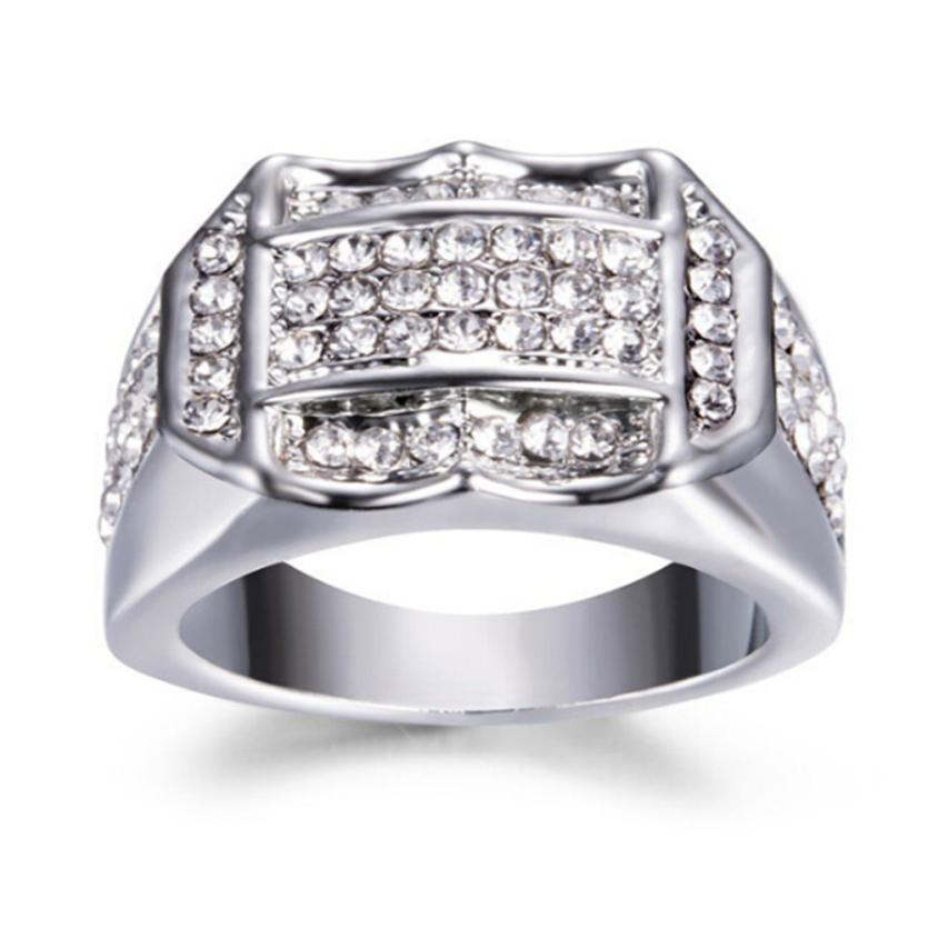 High Quality Crystal Insert Male Men ring Business ring A birthd present Jewelry Gift Delicate Drop shipping rings for men