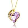 Crystal Necklace With Love Heart Pendant Gold Plated Engraving Necklace For Women