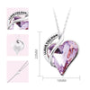 Crystal Necklace With Love Heart Pendant Gold Plated Engraving Necklace For Women