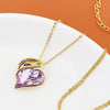 Crystal Necklace With Love Heart Pendant Gold Plated Engraving Necklace For Women