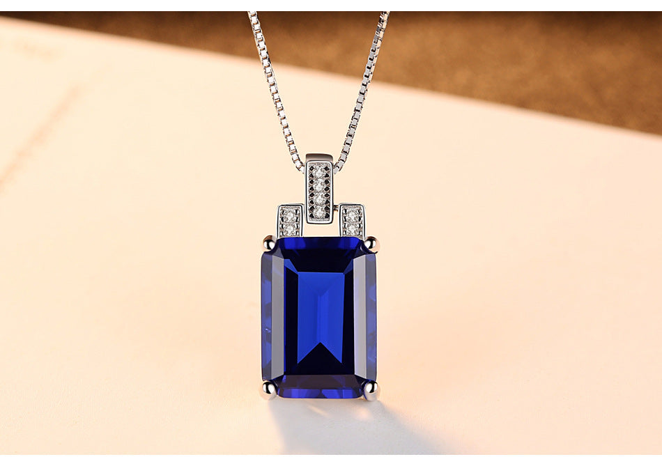 High Quality Emerald Necklace Jewelry Pendant Necklace Vintage Silver 925 Sterling Box Chain Jewelry Accessories Best Friend