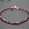 High Quality Faceted Natural Granet 4mm Stone Round Beads Bracelet Fine Woman Jewelry