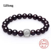 High Quality Fashion 925 Sterling Silver Bracelets Bangle for Female With 8mm Red Natural Stones Women Bracelet