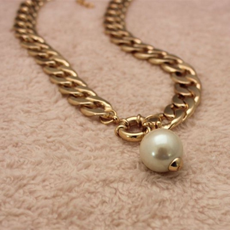 High Quality Fashion Big Simulated Pearl Pendant Necklaces For Women Luxury Jewelry Korean Style Sweater Accessories x221