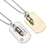 Men Military Army Bullet Charm Dog Tags SINGLE EMBOSSED Chain Pendant Necklace Jewelry Gift
