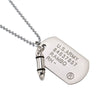 Men Military Army Bullet Charm Dog Tags SINGLE EMBOSSED Chain Pendant Necklace Jewelry Gift