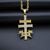 Hip Hop Rhinestones Paved Iced Out Stainless Steel Caravaca Angel Cross Pendants Necklaces for Men Rapper Jewelry