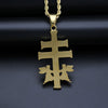 Hip Hop Rhinestones Paved Iced Out Stainless Steel Caravaca Angel Cross Pendants Necklaces for Men Rapper Jewelry