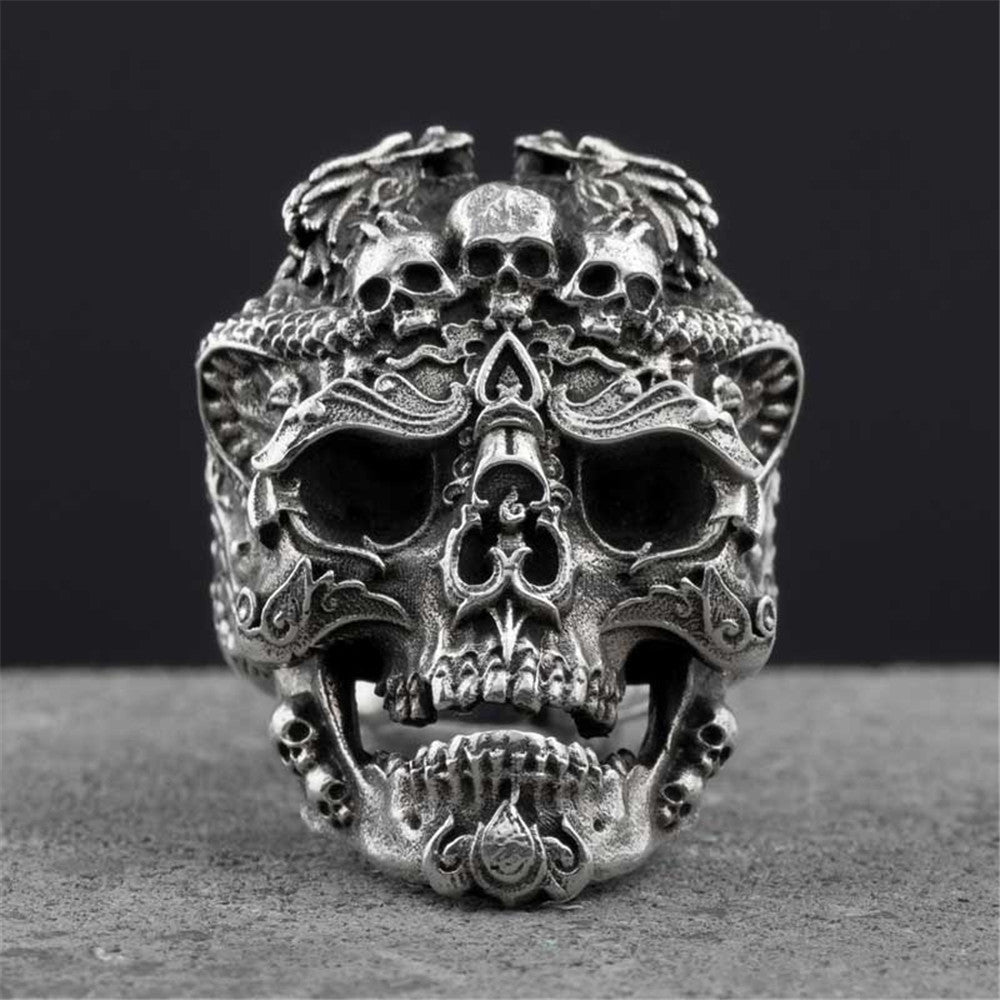 High Quality Men's Alien Skull Vintage Dragon Punk Signet Rings Male Anel Anillos Anelli Jewelry Gift