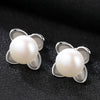 High Quality Natural Black Pearl Earrings For Women Cute Style Flowers Stud Earrings 925 Sterling Silver Fine Jewelry