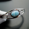 High Quality Natural Larimar Bracelet Larimar Bangle 100% 925 Sterling Silver Bangle High Quality for New Year Gift Fine Jewelry