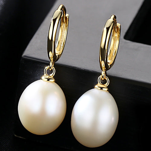 High Quality Natural Pearl Hoop Earrings For Women 100% 925 Sterling Silver Style Earring Elegant Wedding Fine Jewelry