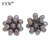 High Quality Natural Real Pearl Stud Earrings Flower White Pink Purple Black Grey Wedding Pearl Stud Earrings